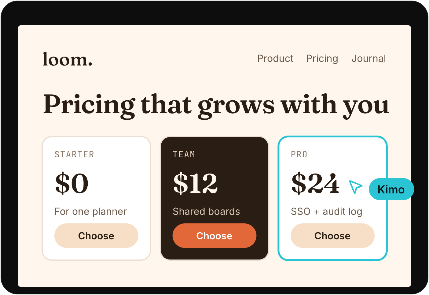 Kimo's agent adds a Pro tier to the pricing section
